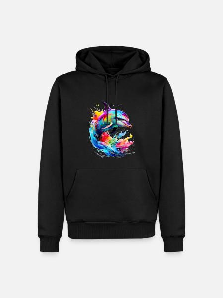 Painted Dolphin - Men’s Premium Organic Hoodie - black
