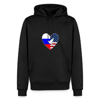 États-Unis, Russie, Drapeau, Cœur, Colombe de la Paix, Ukraine - Sweat à capuche Premium bio Homme - noir - Devant - Nico (187cm)