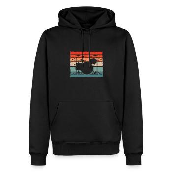Batteur rétro Schlagzeuger - Sweat à capuche Premium bio Homme - noir - Devant - Nico (187cm)