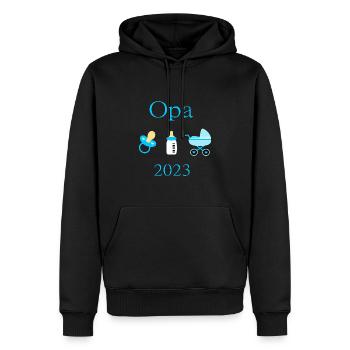Opa 2023 Geburt Junge Vorlage personalisierbar - Männer Premium Bio Hoodie - Schwarz - Vorne - Nico (187cm)