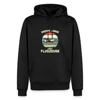 Modellflugzeug Modellflieger Modellbau Flugzeug - Männer Premium Bio Hoodie - Schwarz - Vorne - Nico (187cm)