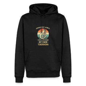 Tenorhorn Joueur de Tenorhorn Joueur de Tenorhorn Joueur de Tenorhorn - Sweat à capuche Premium bio Homme - noir - Devant - Nico (187cm)