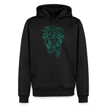 Médusa single line - Sweat à capuche Premium bio Homme - noir - Devant - Nico (187cm)