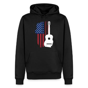 USA Flagge Gitarre - Männer Premium Bio Hoodie - Schwarz - Vorne - Nico (187cm)