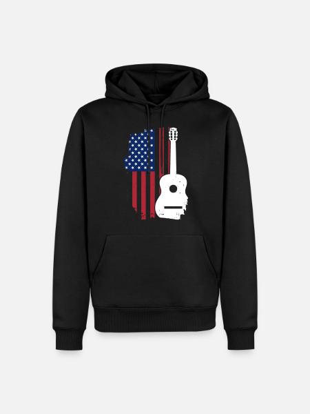 USA Flagge Gitarre - Männer Premium Bio Hoodie - Schwarz