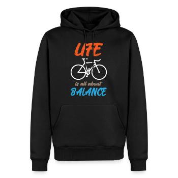 Life Is All About Balance - Männer Premium Bio Hoodie - Schwarz - Vorne - Nico (187cm)