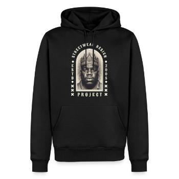 STREETWEAR DESIGN PROJEKT 1 - Männer Premium Bio Hoodie - Schwarz - Vorne - Nico (187cm)