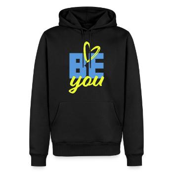 BE YOU - Selbstvertrauen Mut Kraft positiv - Männer Premium Bio Hoodie - Schwarz - Vorne - Nico (187cm)