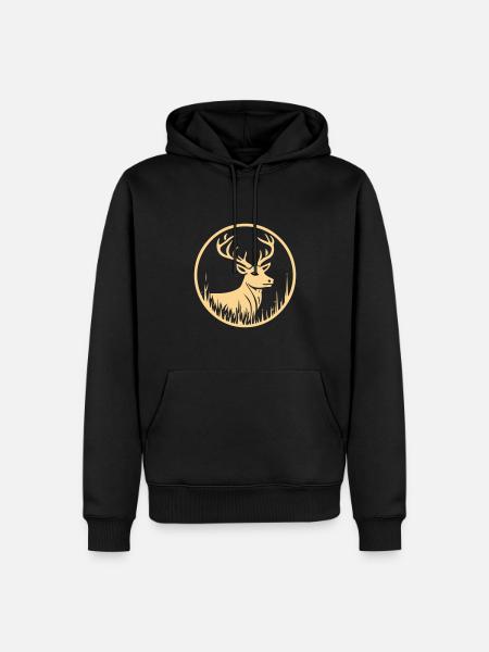 Der Stolze Waldhirsch - Männer Premium Bio Hoodie - Schwarz