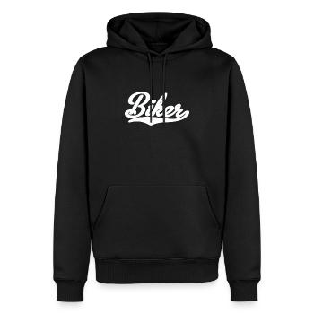 Biker vintage - Sweat à capuche Premium bio Homme - noir - Devant - Nico (187cm)