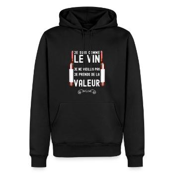 Je suis comme le vin humour retraite - Sweat à capuche Premium bio Homme - noir - Devant - Nico (187cm)