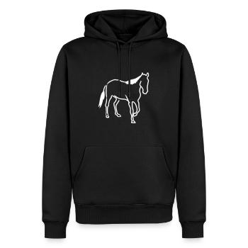 Oneline Pferd 2 weiß - Männer Premium Bio Hoodie - Schwarz - Vorne - Nico (187cm)