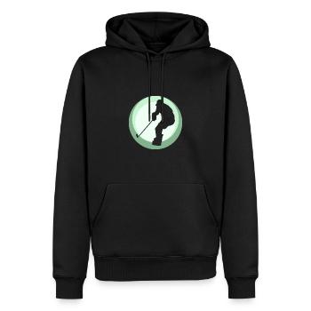 Bodycheck Eishockeyspieler - Männer Premium Bio Hoodie - Schwarz - Vorne - Nico (187cm)