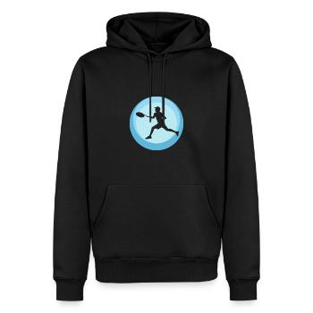 Tennis Coup droit revers Raquette de tennis - Sweat à capuche Premium bio Homme - noir - Devant - Nico (187cm)