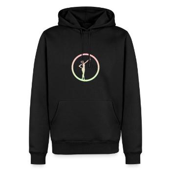 Tige de danse tournant virevoltant - Sweat à capuche Premium bio Homme - noir - Devant - Nico (187cm)