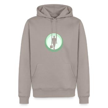 Banking Banking Banks - Men’s Premium Organic Hoodie - taupe - Front - Nico (187cm)