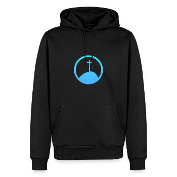 Verset de la Bible Bible de l’Église - Sweat à capuche Premium bio Homme - noir - Devant - Nico (187cm)
