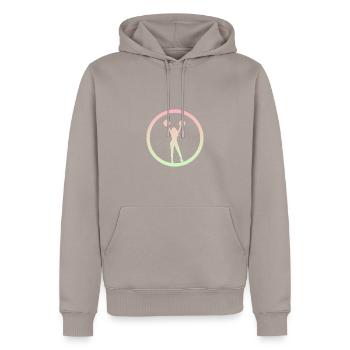 Pompon pom-pom girl girlie - Sweat à capuche Premium bio Homme - taupe - Devant - Nico (187cm)