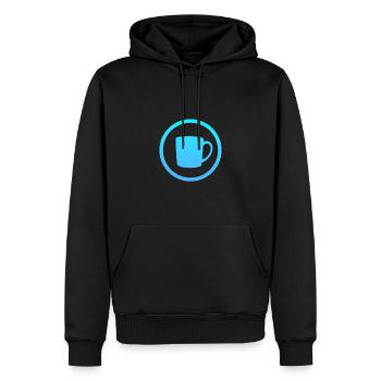 Tasse à café Mug - Sweat à capuche Premium bio Homme - noir - Devant - Nico (187cm)