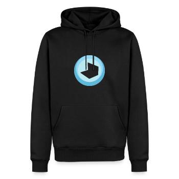 Blog Page d’accueil Blogger - Sweat à capuche Premium bio Homme - noir - Devant - Nico (187cm)