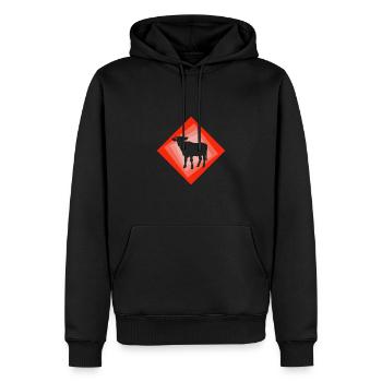 Cow Beef Moo - Men’s Premium Organic Hoodie - black - Front - Nico (187cm)