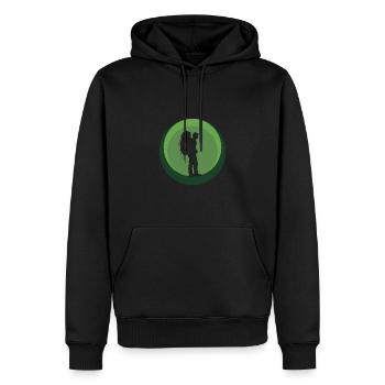 Backpacker, Pilgrim, Wanderer - Men’s Premium Organic Hoodie - black - Front - Nico (187cm)