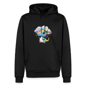 Dinosaurier Kind Regenbogen Geschenk - Männer Premium Bio Hoodie - Schwarz - Vorne - Nico (187cm)