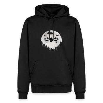 Drohnen Pilot Drohne Mond FPV Pilot Drone Moon - Männer Premium Bio Hoodie - Schwarz - Vorne - Nico (187cm)