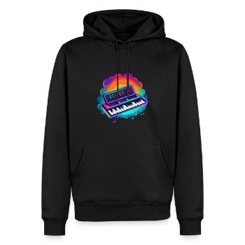 Keyboarder Synthwave 80s Geschenk - Männer Premium Bio Hoodie - Schwarz - Vorne - Nico (187cm)