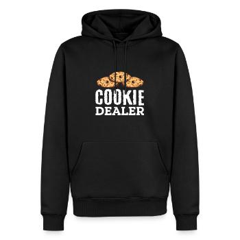 Marchand de biscuits Marchand de biscuits Boulanger Amateur de pâtisserie - Sweat à capuche Premium bio Homme - noir - Devant - Nico (187cm)