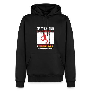 CHAMPIONNE D’ALLEMAGNE DE FOOTBALL FÉMININ 2022 - Sweat à capuche Premium bio Homme - noir - Devant - Nico (187cm)