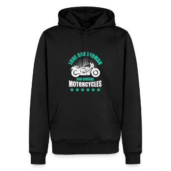 Aimez une femme et plusieurs motos moto - Sweat à capuche Premium bio Homme - noir - Devant - Nico (187cm)