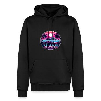 Miami Retro Wave 80s Vintage Design - Men’s Premium Organic Hoodie - black - Front - Nico (187cm)