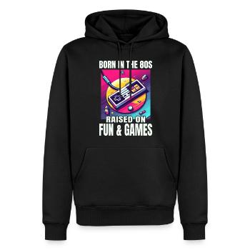 Retro-Videospiel-Controller-Kunst der 80er Jahre: Ein Nostalgiker - Männer Premium Bio Hoodie - Schwarz - Vorne - Nico (187cm)