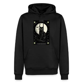 Mysteriöse Katze Mond Tarotkarte - Männer Premium Bio Hoodie - Schwarz - Vorne - Nico (187cm)