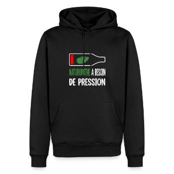 Naturopathe a besoin de pression t-shirt homme - Sweat à capuche Premium bio Homme - noir - Devant - Nico (187cm)