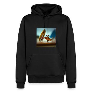 Surfer deux souris avec une planche de surf - Sweat à capuche Premium bio Homme - noir - Devant - Nico (187cm)