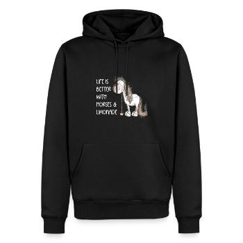 I Just Really Like Horses And Limonade - Männer Premium Bio Hoodie - Schwarz - Vorne - Nico (187cm)