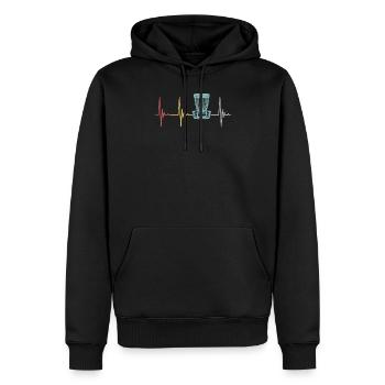 Disc Golf Retro coeur de battement cadeau Frisbee jeux - Sweat à capuche Premium bio Homme - noir - Devant - Nico (187cm)