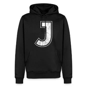 Buchstabe J - Männer Premium Bio Hoodie - Schwarz - Vorne - Nico (187cm)