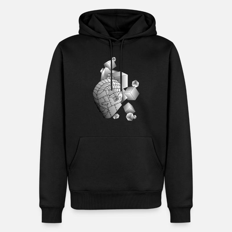 Roboter mit Würfel hellgrau - Männer Premium Bio Hoodie - Schwarz