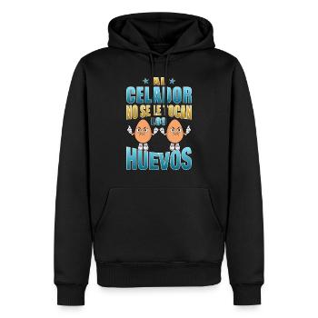 Der Portier rührt seine Eier nicht an - Männer Premium Bio Hoodie - Schwarz - Vorne - Nico (187cm)