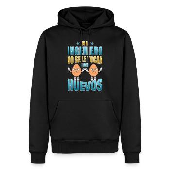 The engineer does not touch his balls - Men’s Premium Organic Hoodie - black - Front - Nico (187cm)