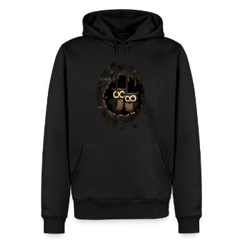 Owl Animal Baby Owls Bird Chick Forest Nature - Men’s Premium Organic Hoodie - black - Front - Nico (187cm)