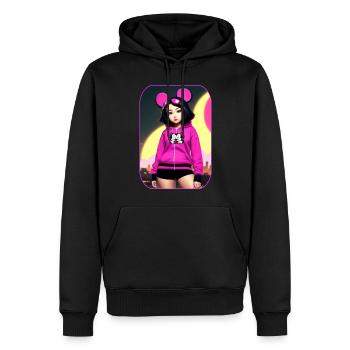Cute anime manga girl with pink mice ears - Men’s Premium Organic Hoodie - black - Front - Nico (187cm)