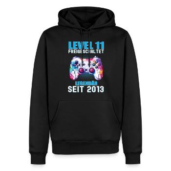 11. Geburtstag Level 11 Freigeschaltet Gamer - Männer Premium Bio Hoodie - Schwarz - Vorne - Nico (187cm)