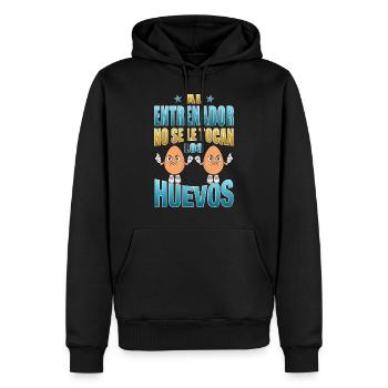 Der Trainer berührt seine Eier nicht - Männer Premium Bio Hoodie - Schwarz - Vorne - Nico (187cm)