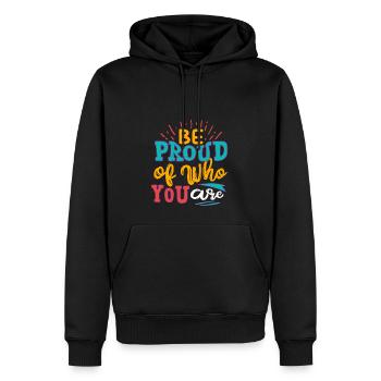 Soyez fier de qui vous êtes - Sweat à capuche Premium bio Homme - noir - Devant - Nico (187cm)