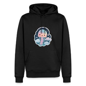 Méduse mignonne 02 - Sweat à capuche Premium bio Homme - noir - Devant - Nico (187cm)