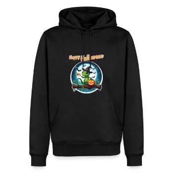 Wizard Gecko - Halloween - Männer Premium Bio Hoodie - Schwarz - Vorne - Nico (187cm)